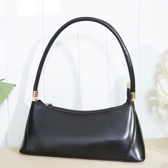 [SOLD]NEW Black Vegan Leather Baguette Shoulder Bag Clutch - Picture 5 of 8